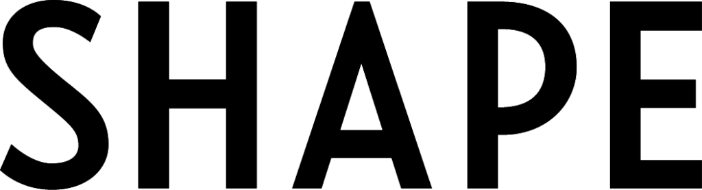 The word "SHAPE" written in large, bold, black capital letters on a transparent background.