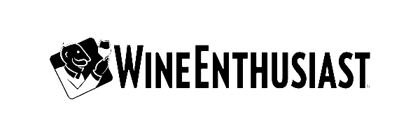 Wine Enthusiast logo featuring stylized text with an icon of a wine-drinking figure to the left.